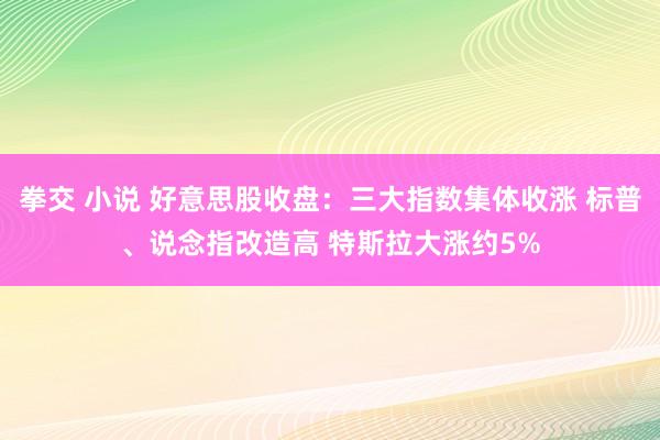 拳交 小说 好意思股收盘：三大指数集体收涨 标普、说念指改造高 特斯拉大涨约5%