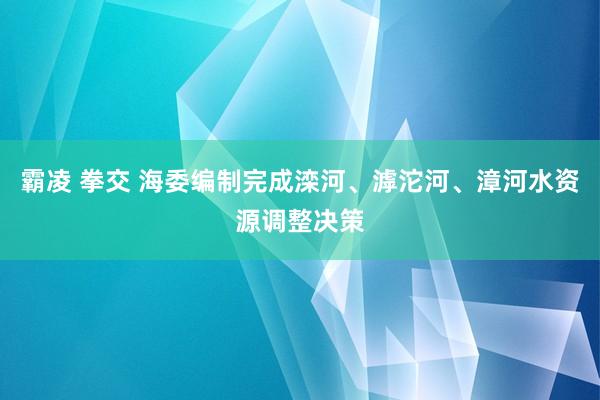 霸凌 拳交 海委编制完成滦河、滹沱河、漳河水资源调整决策
