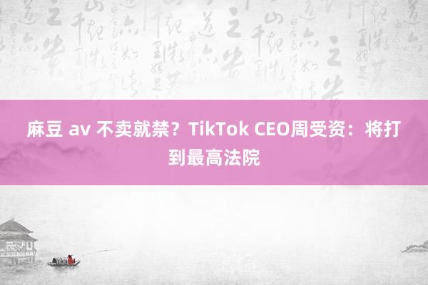麻豆 av 不卖就禁？TikTok CEO周受资：将打到最高法院