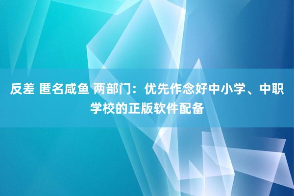 反差 匿名咸鱼 两部门：优先作念好中小学、中职学校的正版软件配备
