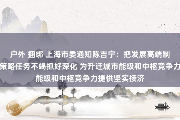 户外 捆绑 上海市委通知陈吉宁：把发展高端制造业行为长期策略任务不竭抓好深化 为升迁城市能级和中枢竞争力提供坚实接济