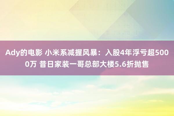 Ady的电影 小米系减握风暴：入股4年浮亏超5000万 昔日家装一哥总部大楼5.6折抛售