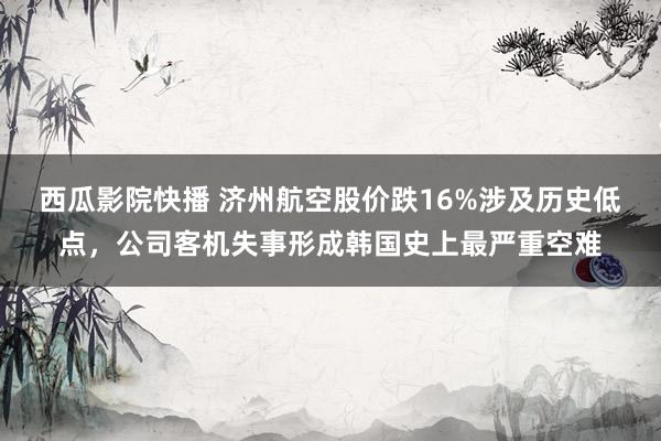 西瓜影院快播 济州航空股价跌16%涉及历史低点，公司客机失事形成韩国史上最严重空难