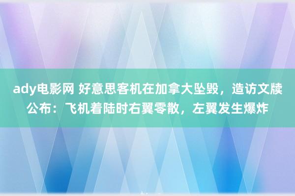 ady电影网 好意思客机在加拿大坠毁，造访文牍公布：飞机着陆时右翼零散，左翼发生爆炸