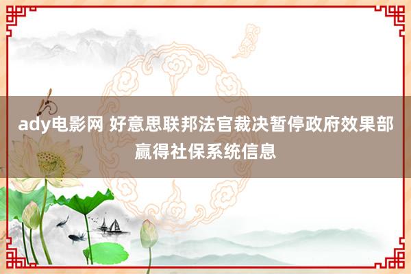 ady电影网 好意思联邦法官裁决暂停政府效果部赢得社保系统信息