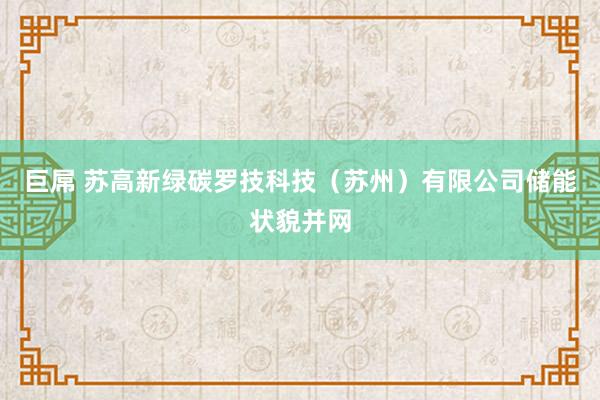 巨屌 苏高新绿碳罗技科技（苏州）有限公司储能状貌并网
