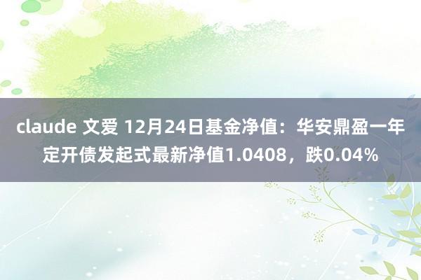 claude 文爱 12月24日基金净值：华安鼎盈一年定开债发起式最新净值1.0408，跌0.04%