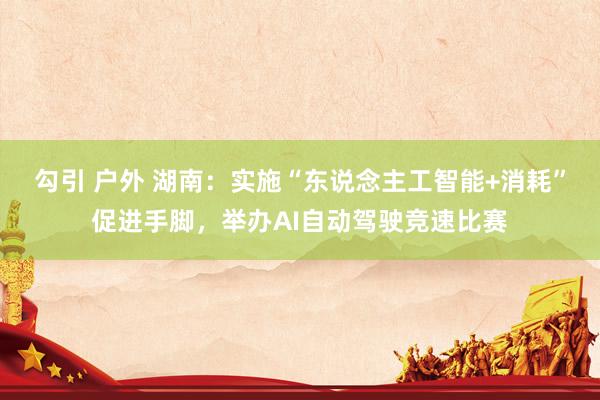 勾引 户外 湖南：实施“东说念主工智能+消耗”促进手脚，举办AI自动驾驶竞速比赛