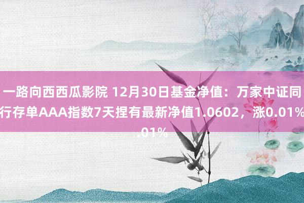 一路向西西瓜影院 12月30日基金净值：万家中证同行存单AAA指数7天捏有最新净值1.0602，涨0.01%