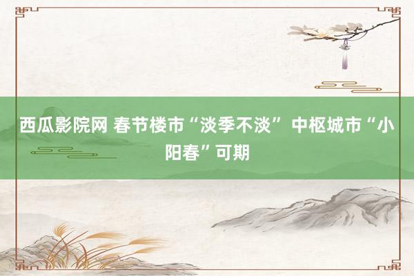 西瓜影院网 春节楼市“淡季不淡” 中枢城市“小阳春”可期