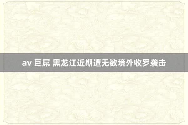 av 巨屌 黑龙江近期遭无数境外收罗袭击