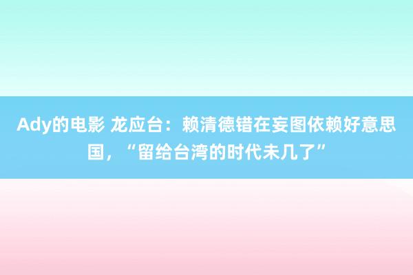Ady的电影 龙应台：赖清德错在妄图依赖好意思国，“留给台湾的时代未几了”