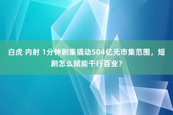 白虎 内射 1分钟剧集撬动504亿元市集范围，短剧怎么赋能千行百业？