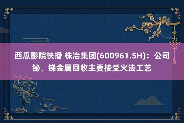 西瓜影院快播 株冶集团(600961.SH)：公司铋、锑金属回收主要接受火法工艺
