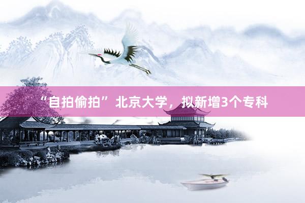 “自拍偷拍” 北京大学，拟新增3个专科