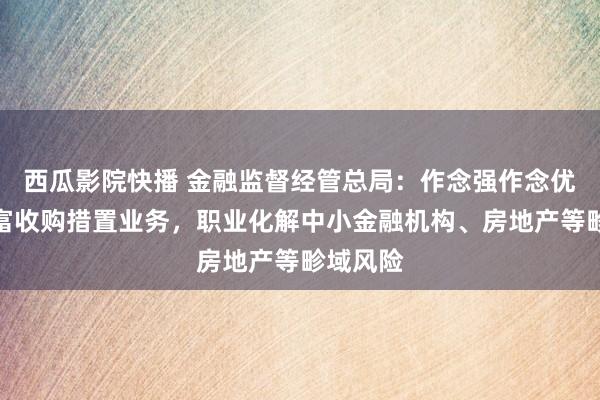 西瓜影院快播 金融监督经管总局：作念强作念优不良财富收购措置业务，职业化解中小金融机构、房地产等畛域风险