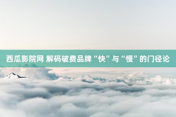 西瓜影院网 解码破费品牌“快”与“慢”的门径论