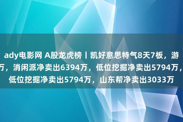 ady电影网 A股龙虎榜丨凯好意思特气8天7板，游资流沙河净买入2953万，消闲派净卖出6394万，低位挖掘净卖出5794万，山东帮净卖出3033万