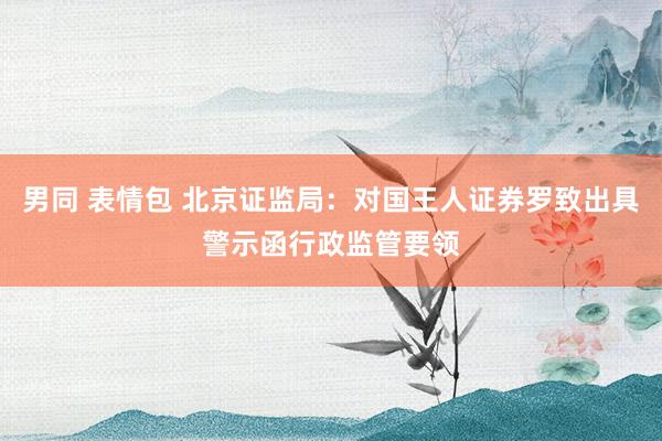 男同 表情包 北京证监局：对国王人证券罗致出具警示函行政监管要领