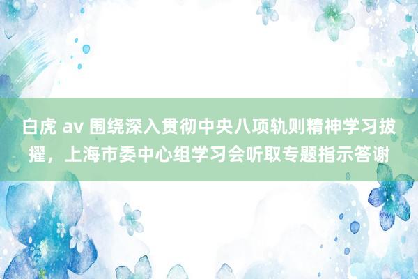 白虎 av 围绕深入贯彻中央八项轨则精神学习拔擢，上海市委中心组学习会听取专题指示答谢