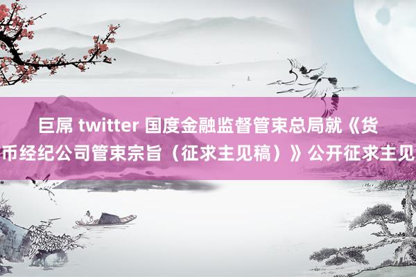 巨屌 twitter 国度金融监督管束总局就《货币经纪公司管束宗旨（征求主见稿）》公开征求主见