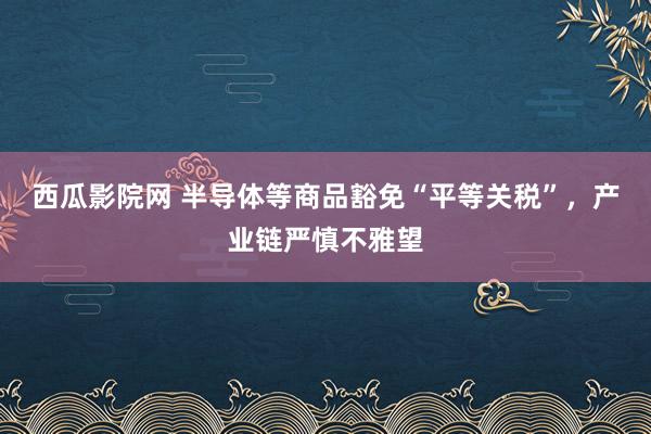 西瓜影院网 半导体等商品豁免“平等关税”，产业链严慎不雅望